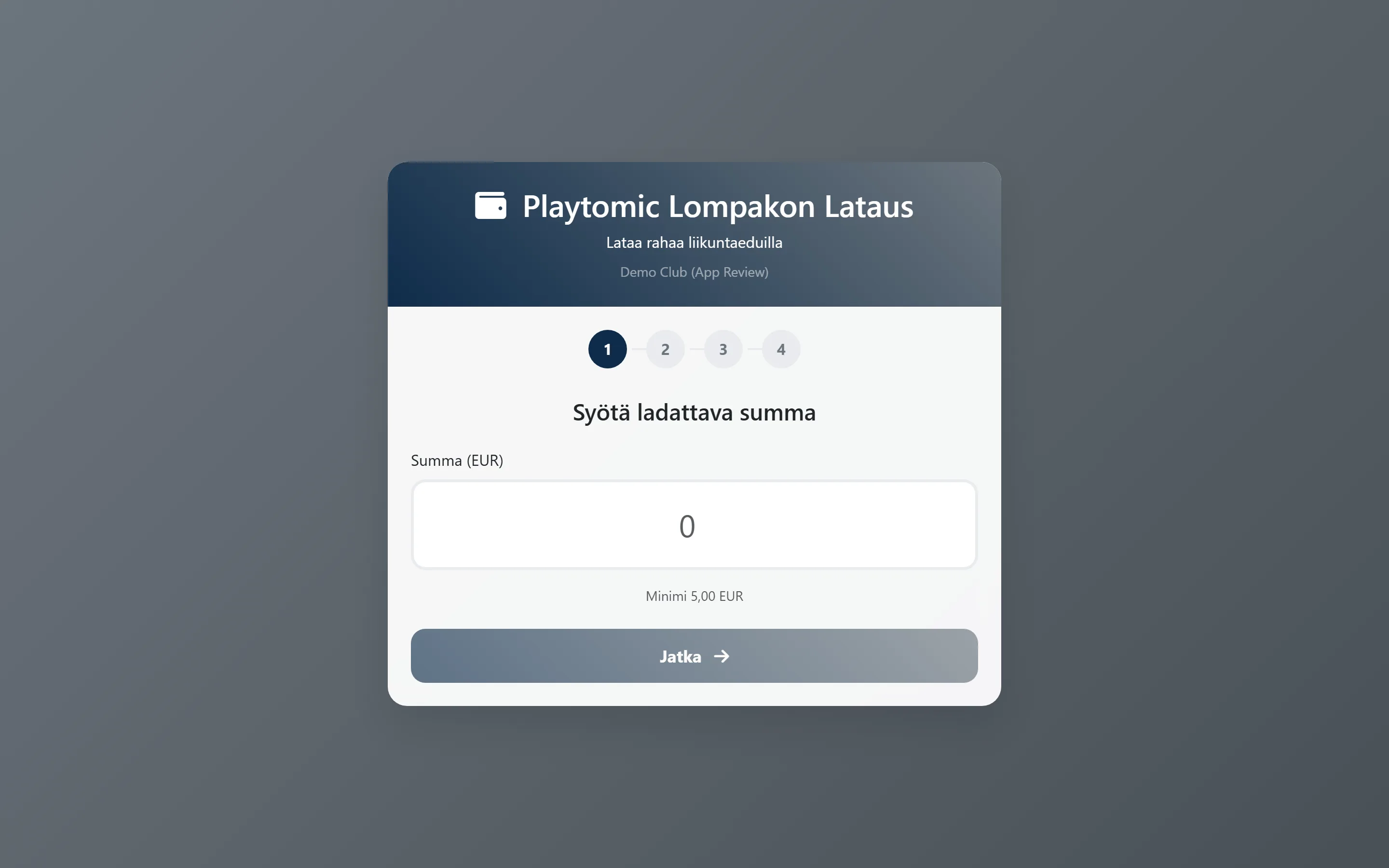 Kuvakaappaus: pelaaja lataa liikuntaedun Playtomic-saldoksi